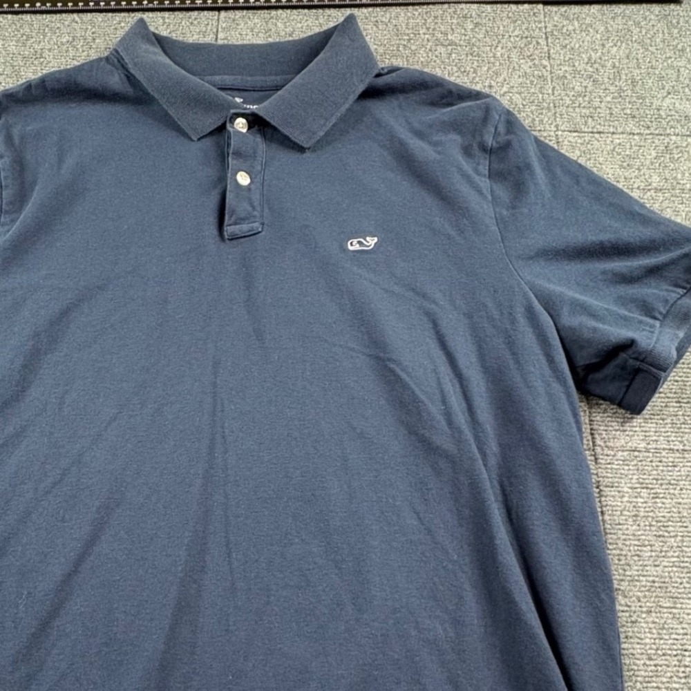 Vineyard Vines Mens Large Navy Blue Short Sleeve Cotton Stretch Whale Polo Shirt